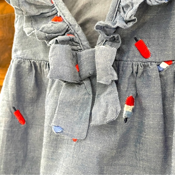 Cat & Jack Red White and Blue Popsicle Jean Bubble Romper onesie Size 0-3 Months - Picture 11 of 17